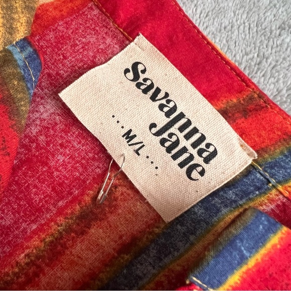 Savanna Jane Bohemian Southwest Stripe Embroidered Tassel Poncho Top M/L - Picture 3 of 12